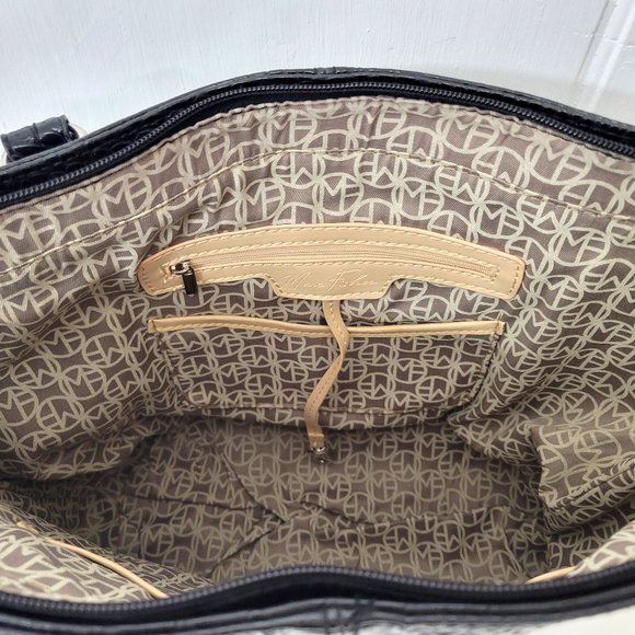 Marc Fisher Black Faux Croc Embossed Purse/Tote - Picture 4 of 7